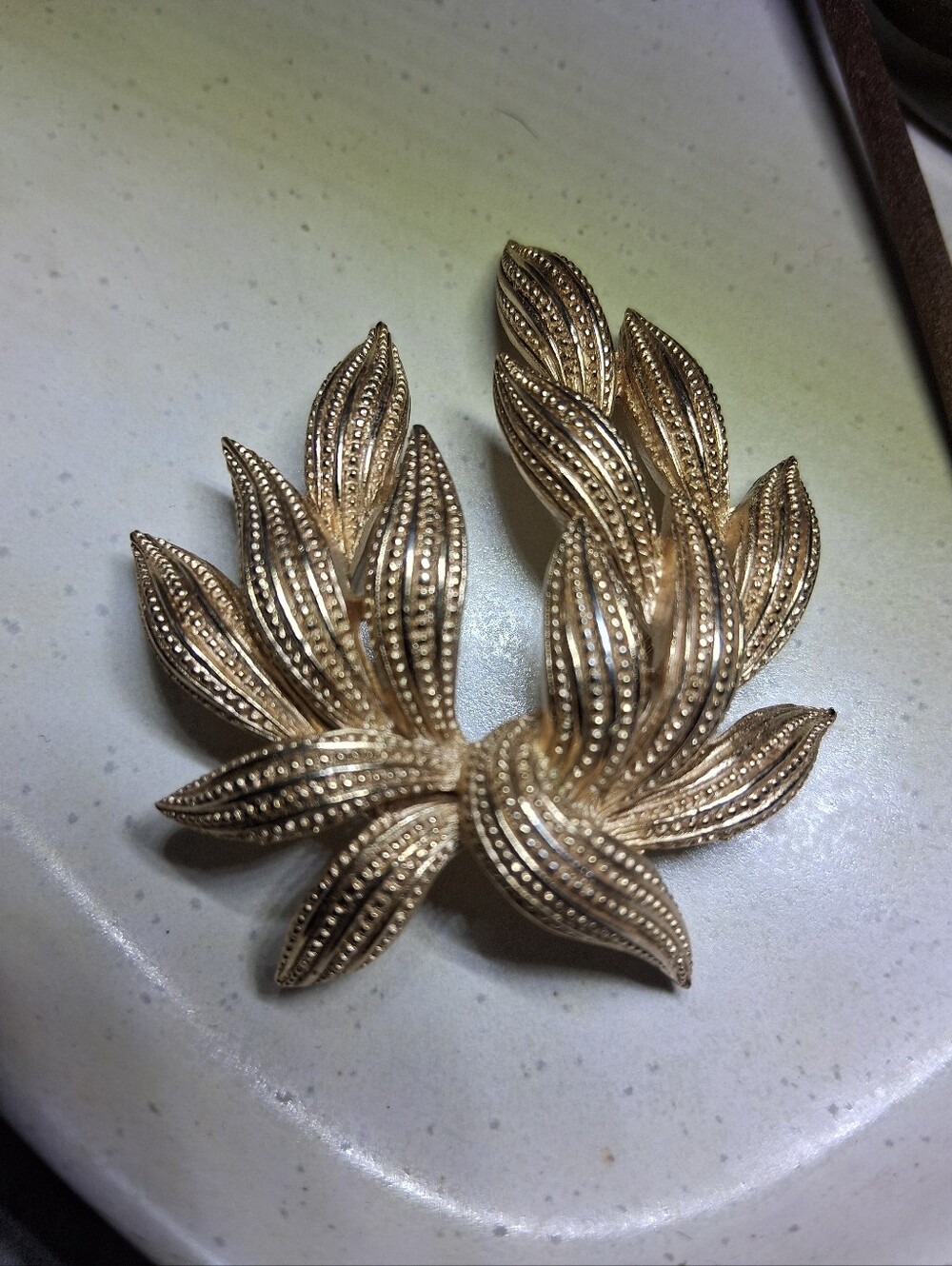 Vintage Leaf Gold Tone Trifari Brooch